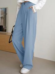 Kotty Women Relaxed Straight Leg High-Rise Pleated Trousers