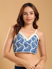 Kotty Women Embellished V-Neck Cotton Crop Top