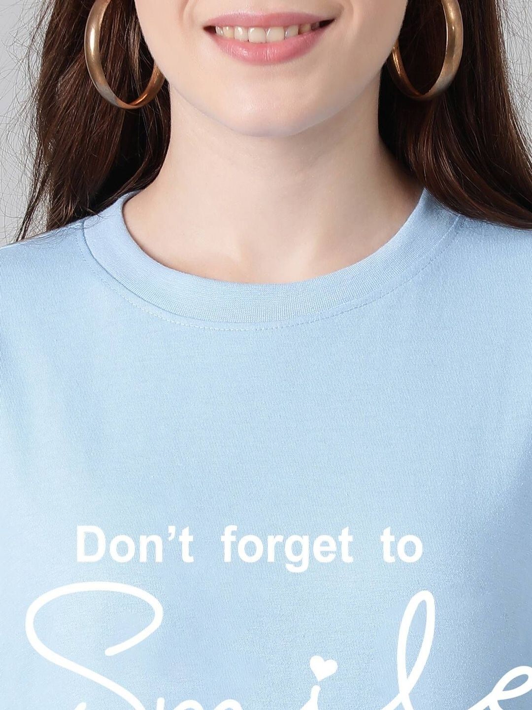 Kotty Women Typography Printed Drop-Shoulder Sleeves T-shirt