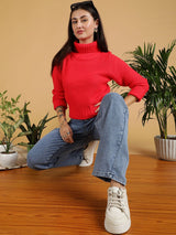 Kotty Women Turtle Neck Cotton Pullover Sweater