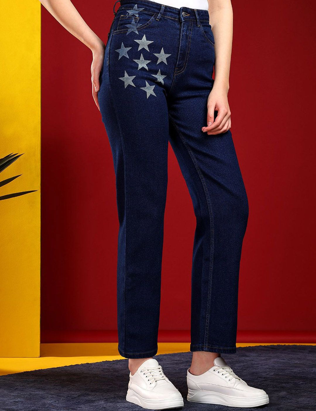 Kotty Women Cotton Jean Straight Fit High-Rise Stretchable Jeans