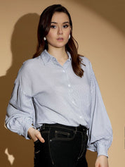 Kotty Women Spread Collar Micro Ditsy Printed Cotton Oversized Casual Shirt