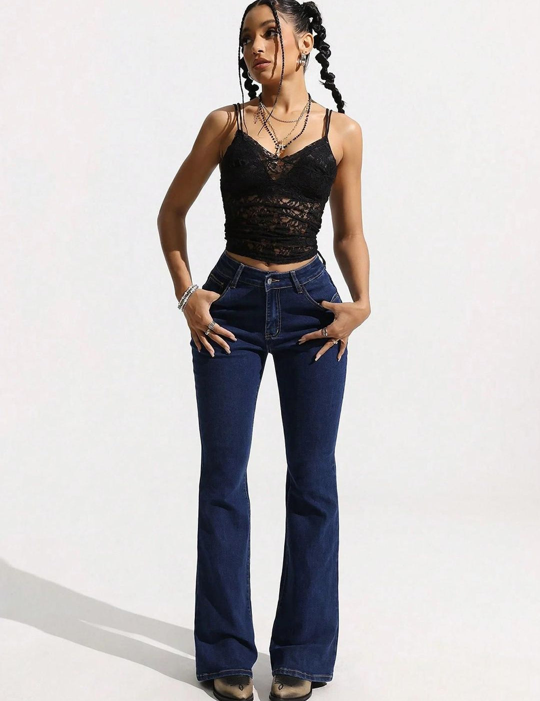 Kotty Women Jean Bootcut High-Rise Clean Look Stretchable Jeans