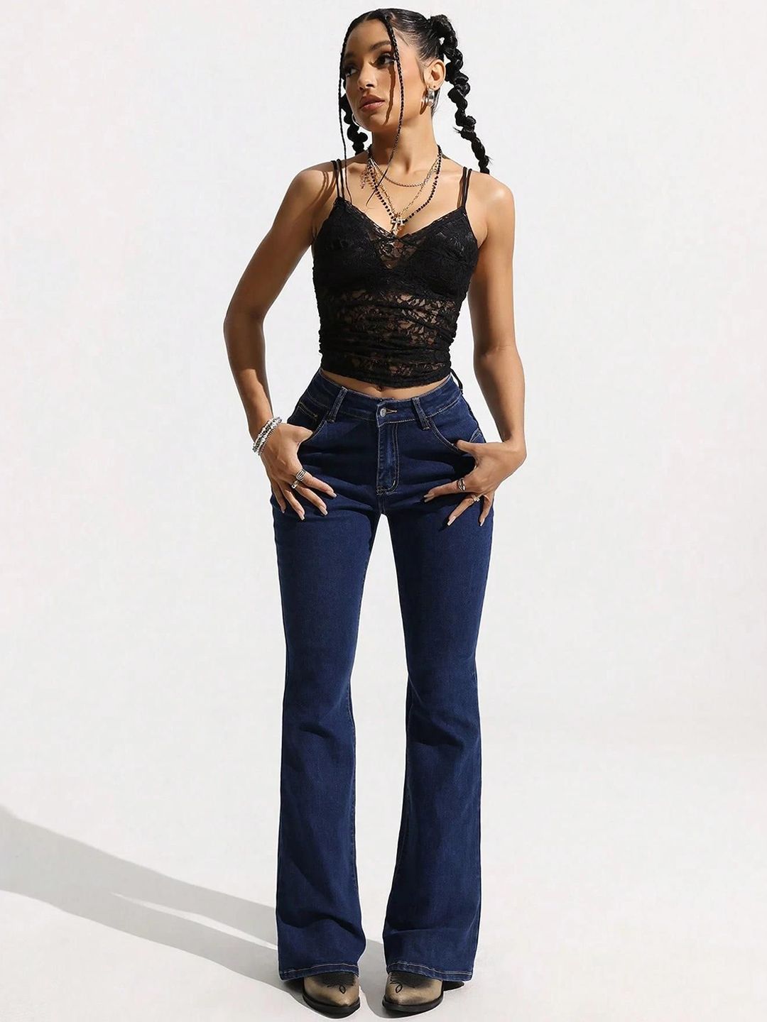 Kotty Women Jean Bootcut High-Rise Clean Look Stretchable Jeans