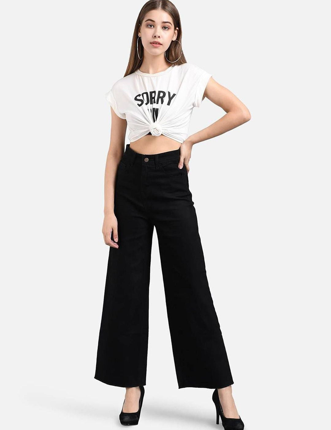 Kotty Girls Wide Leg High-Rise Stretchable Jeans
