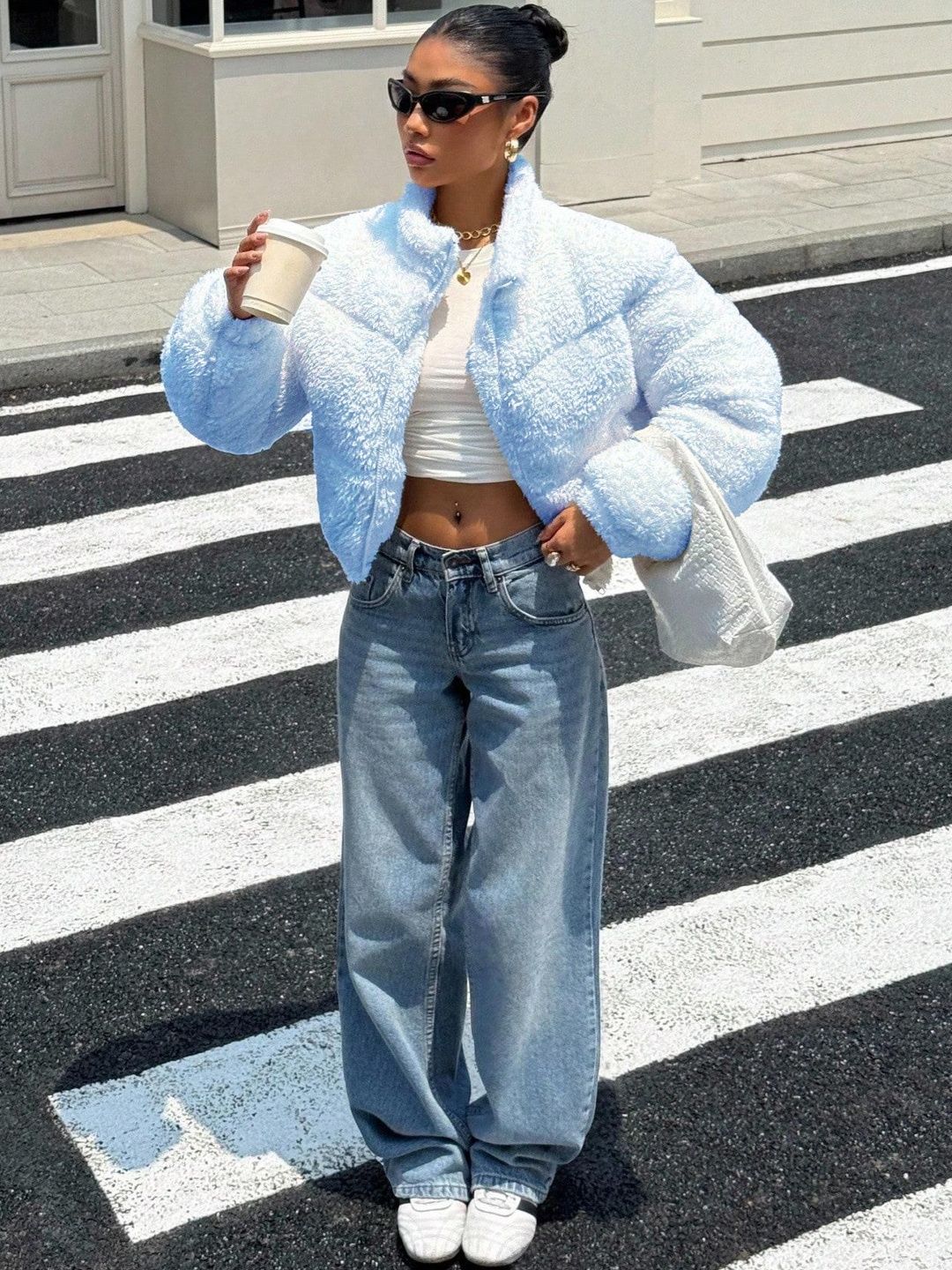 Kotty Women Mock Collar Self Design Open Front Jacket