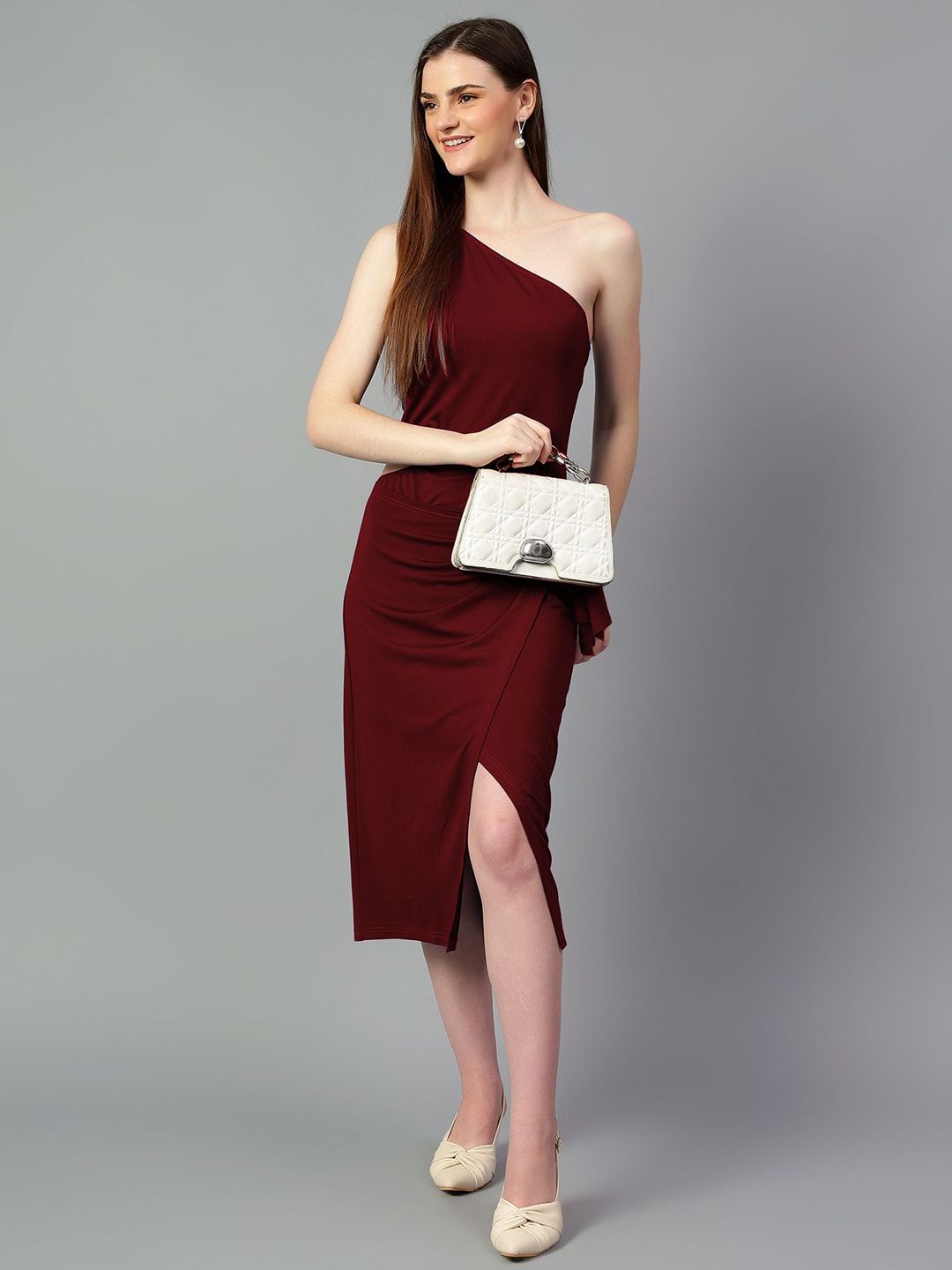 Kotty One Shoulder Sheath Midi Dress
