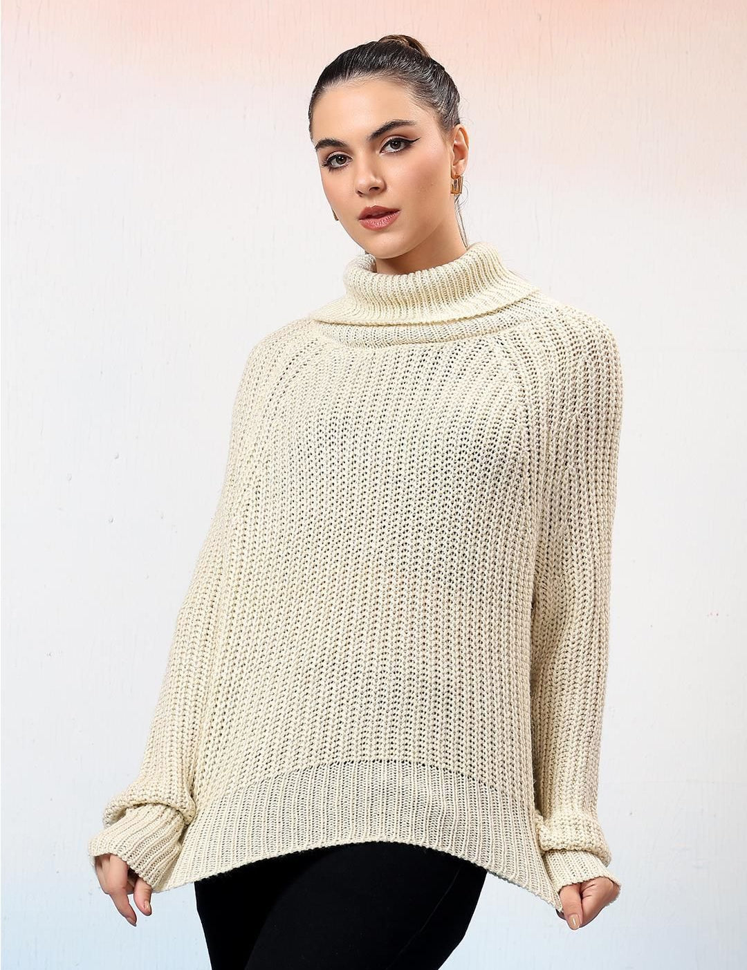 Kotty Women Turtle Neck Long Sleeves Pullover