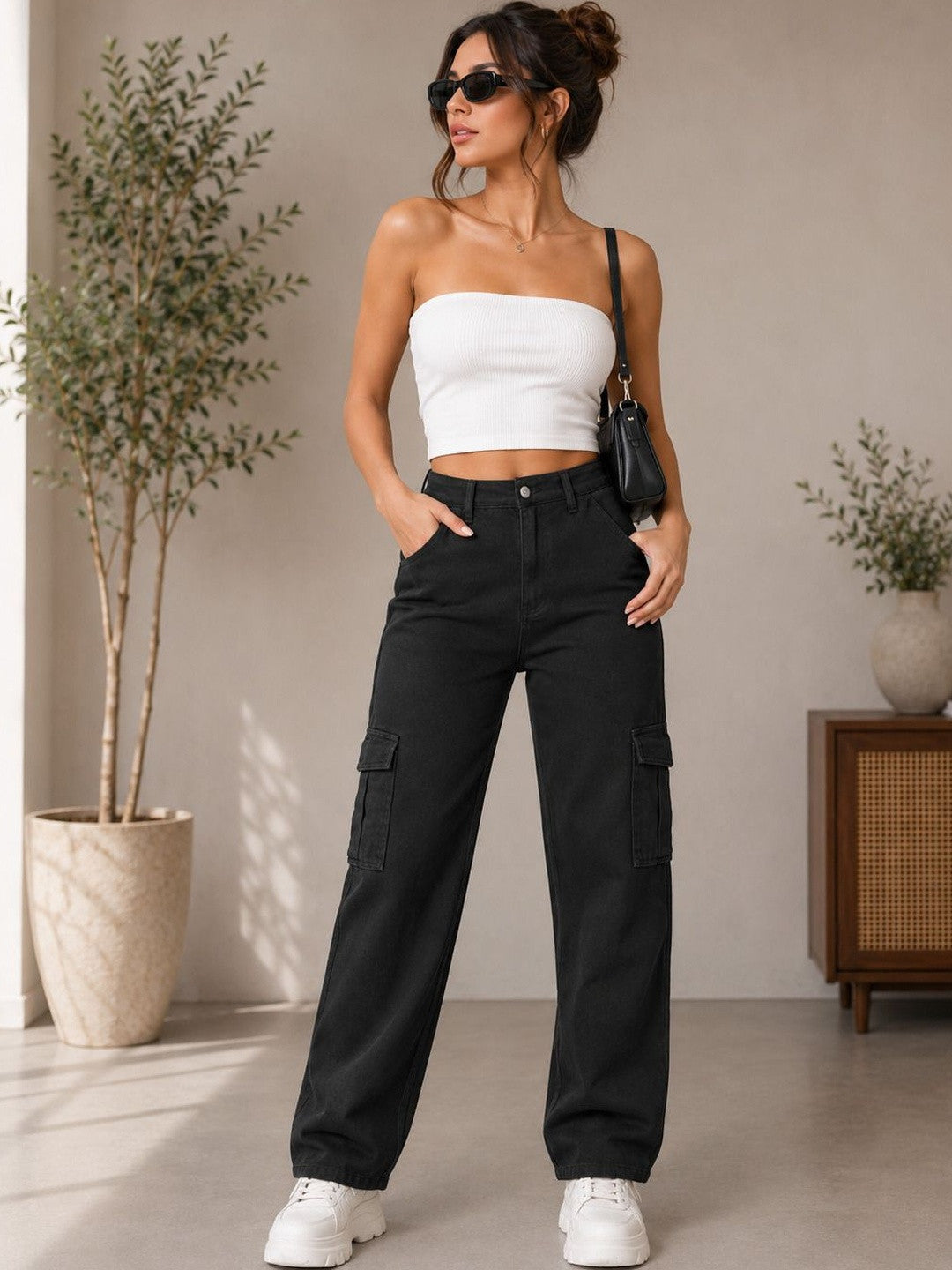 Kotty Women Bootcut High-Rise Clean Look Stretchable Jeans