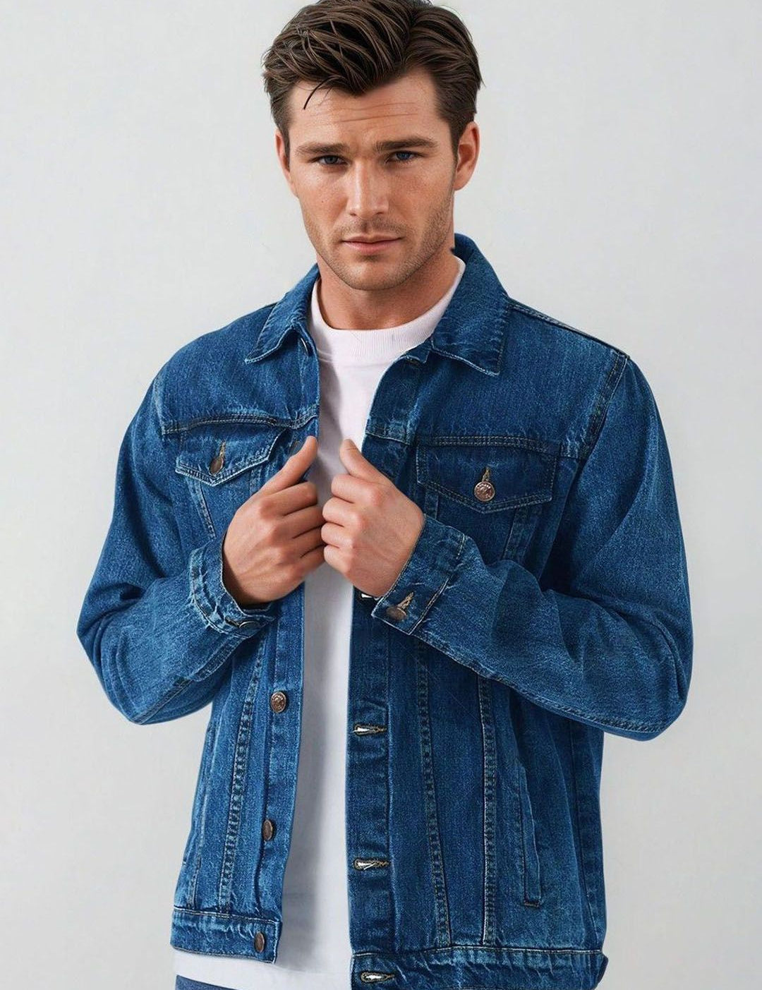 Kotty Men Solid Denim Jacket
