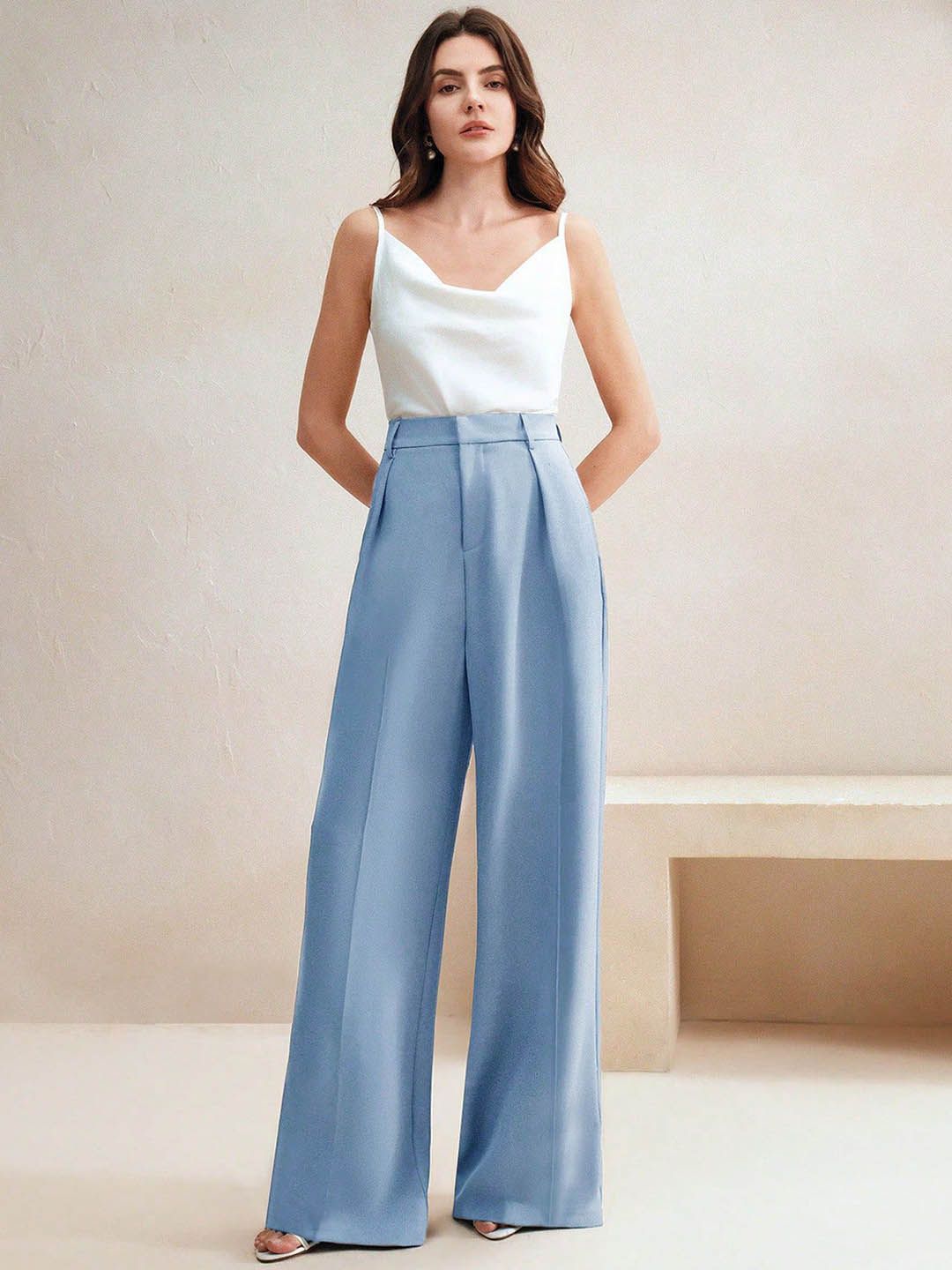 Kotty Women Relaxed Fit High-Rise Easy Wash Pleated Trousers