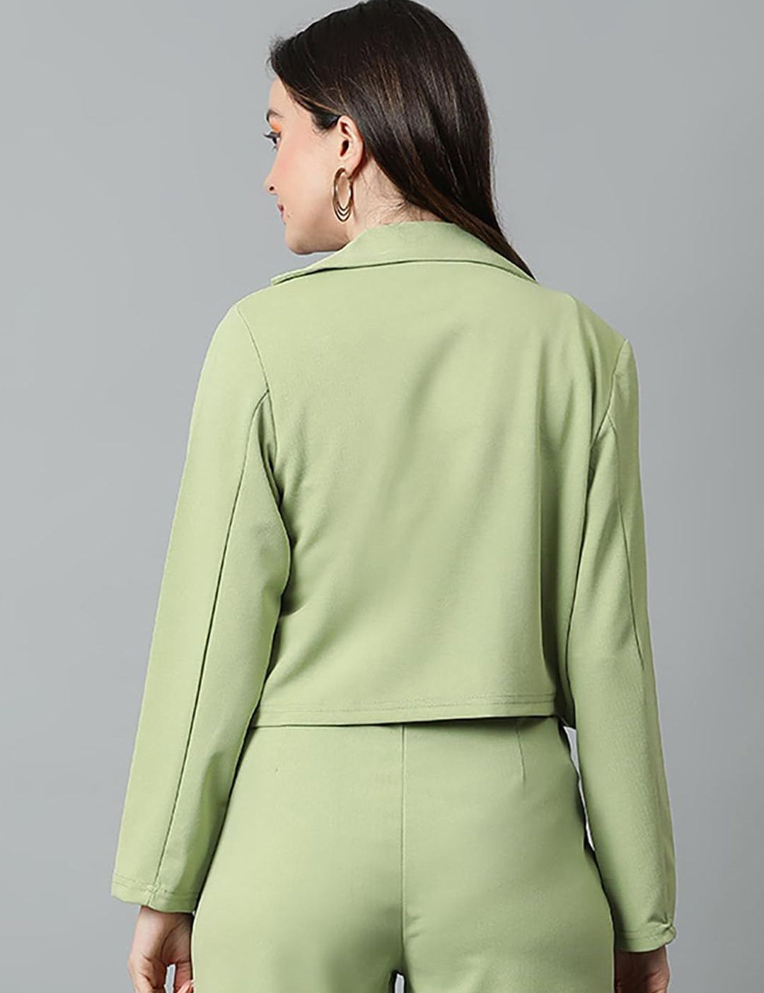 Kotty Notch Lapel Collar Double-Breasted Crop Blazer