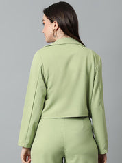Kotty Notch Lapel Collar Double-Breasted Crop Blazer