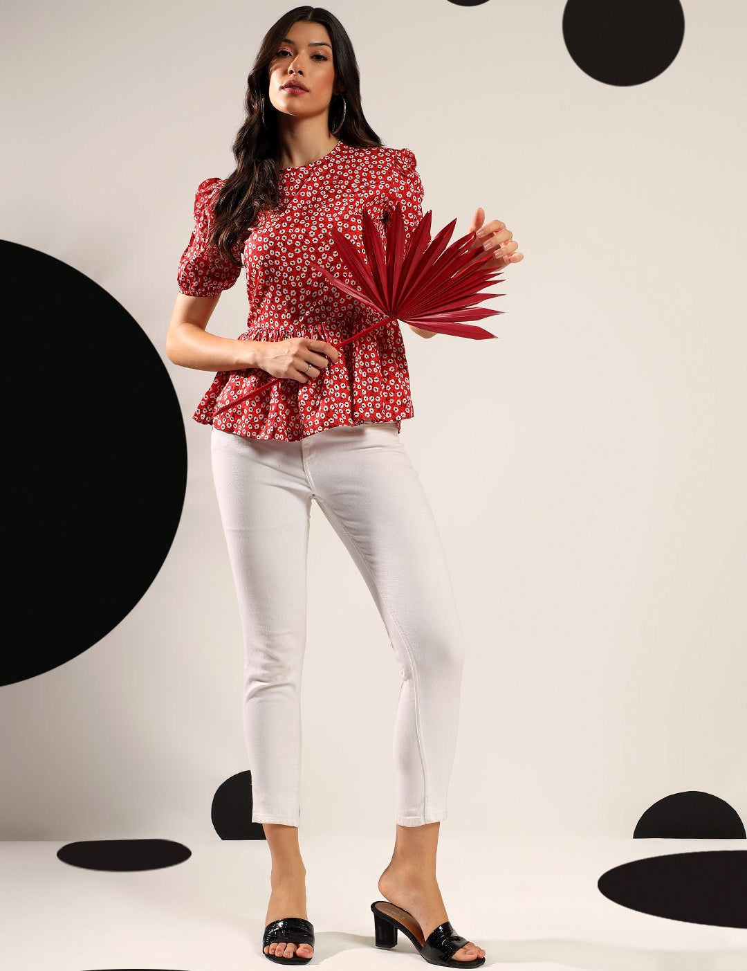 Kotty Women Floral Print Puff Sleeve Top