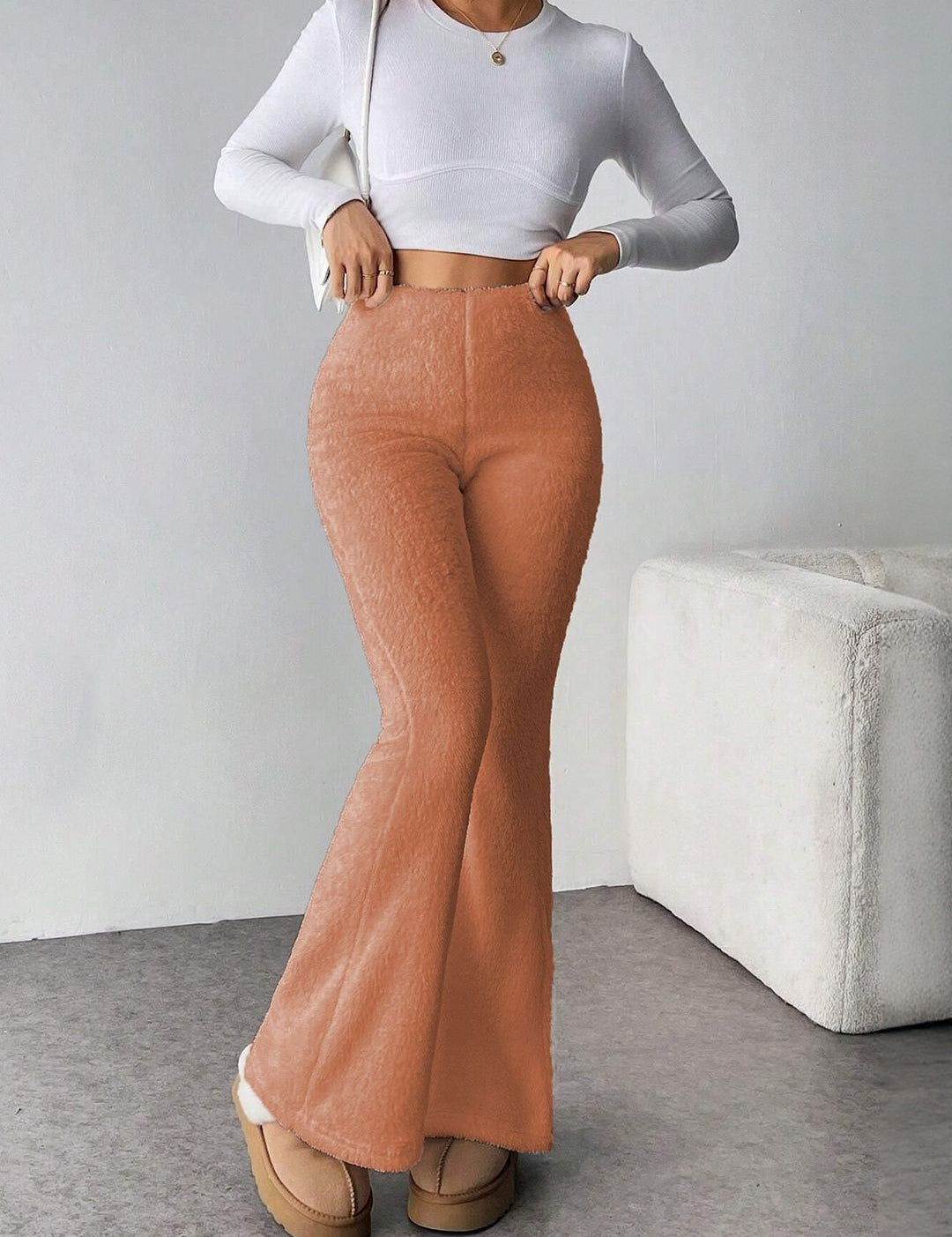 Kotty Women High-Rise Slip-On Bootcut Easy Wash Trousers