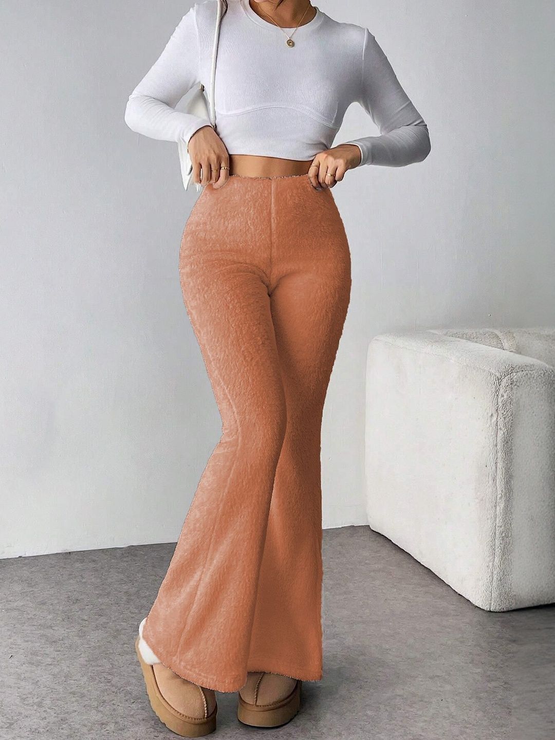 Kotty Women High-Rise Slip-On Bootcut Easy Wash Trousers