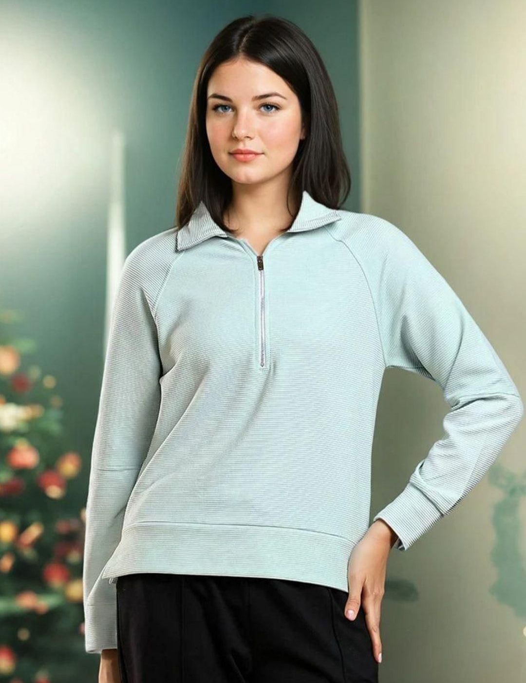 Kotty Women Shirt Collar Therma-Fit Pullover Sweatshirt