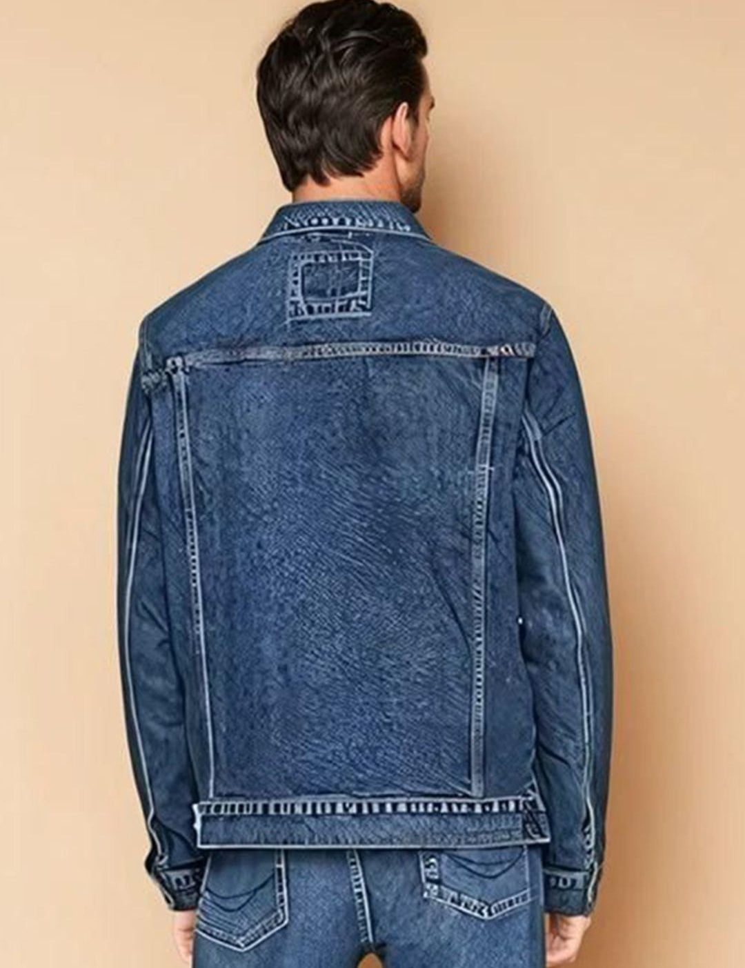 Kotty Men Spread Collar Solid Denim Jacket