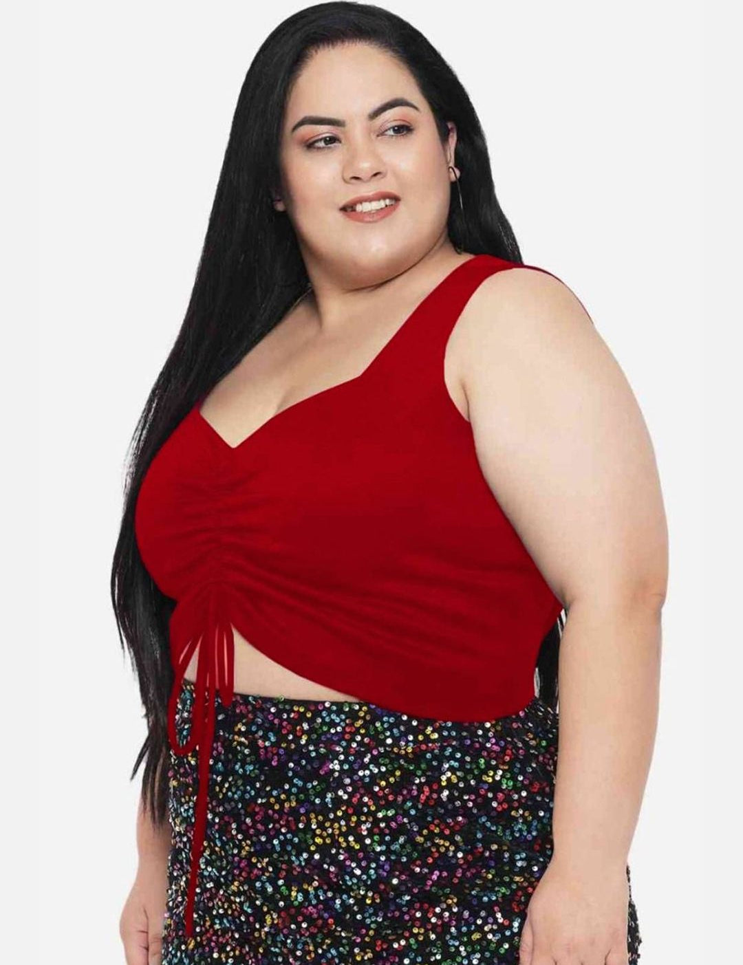 KOTTY Women Plus Size Sweetheart Neck Solid  Top