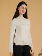Kotty Women Turtle Neck Cable Knit Pullover Sweater