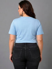 Kotty Women blue typography printed t-shirt