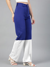 Kotty Women Colourblocked Relaxed Straight Fit High-Rise Easy Wash Pleated Trousers