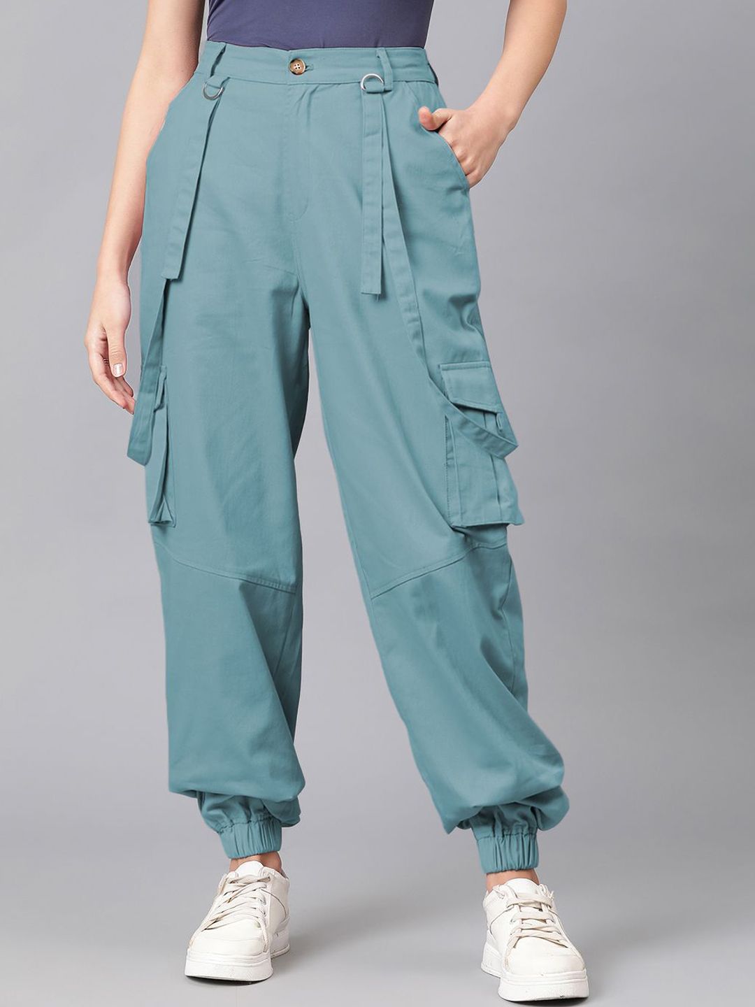 Kotty Women Relaxed High-Rise Easy Wash Cargos Trousers