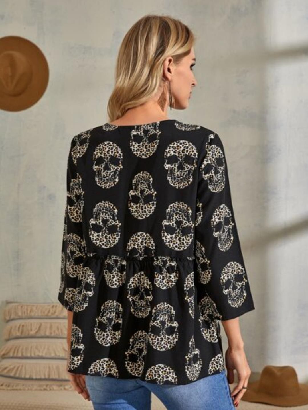 Kotty Women Printed Round Neck Crepe Top