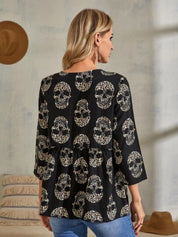 Kotty Women Printed Round Neck Crepe Top