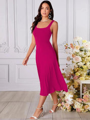 Kotty women fuchsia A-line midi dress
