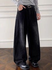 Kotty Men Wide Leg Mid-Rise Light Fade Stretchable Jeans