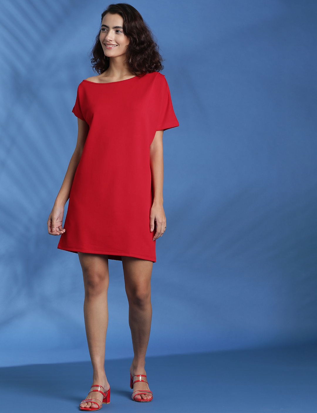 Kotty Women Solid One Shoulder A-Line Mini Dress