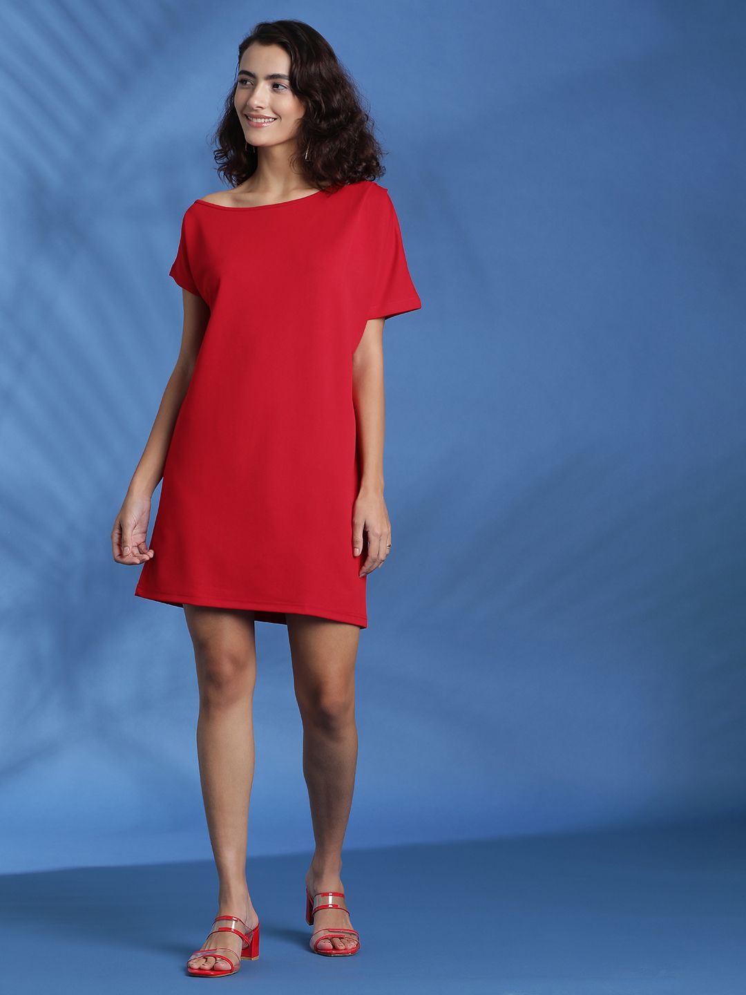 Kotty Women Solid One Shoulder A-Line Mini Dress