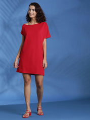 Kotty Women Solid One Shoulder A-Line Mini Dress