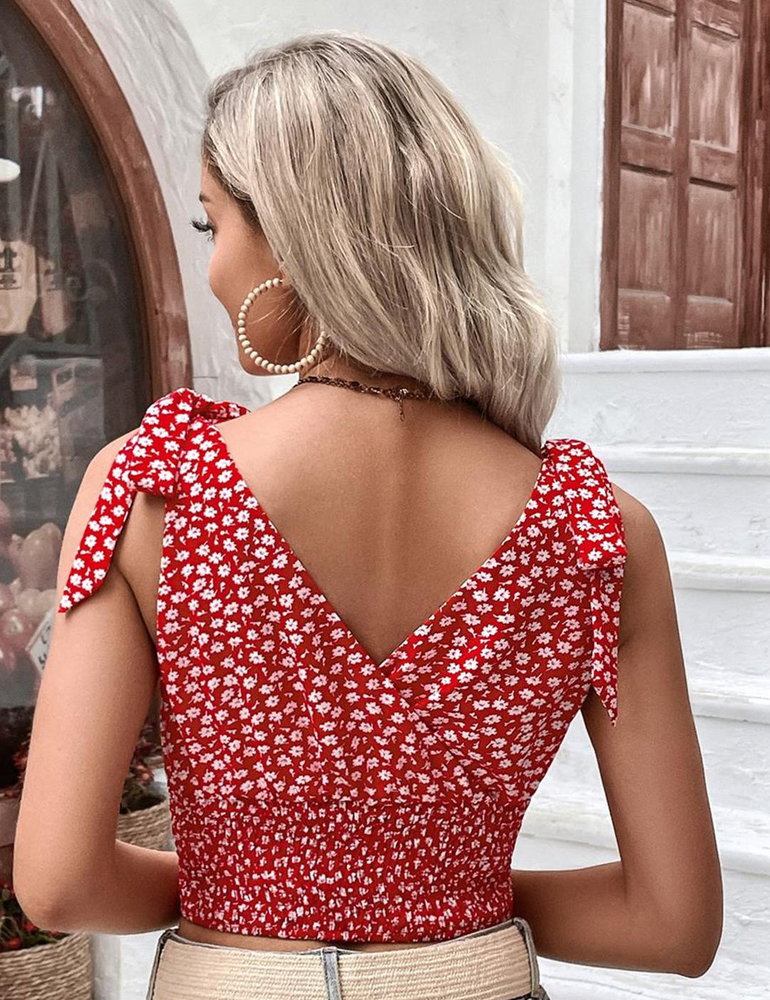 Kotty Floral Print Crepe Bralette Crop Top