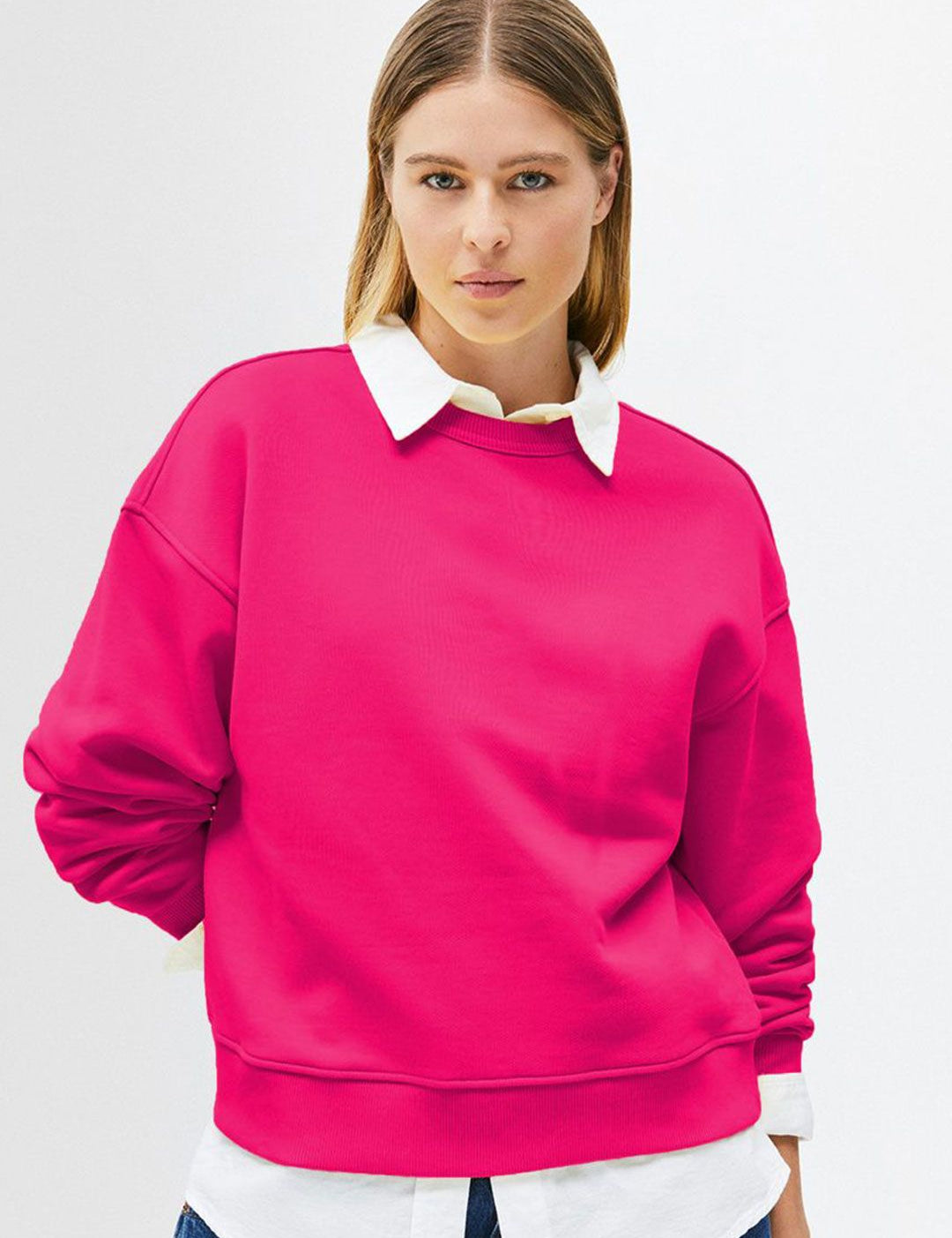 Kotty Women Solid Round Neck Full Sleeve Sweatshirt