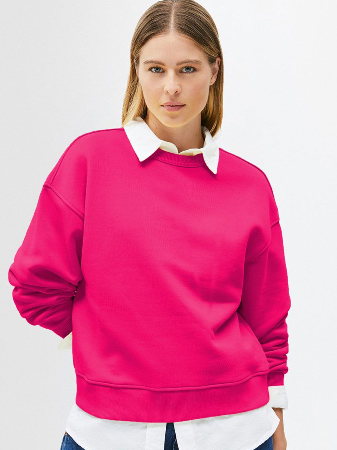 Kotty Women Solid Round Neck Full Sleeve Sweatshirt