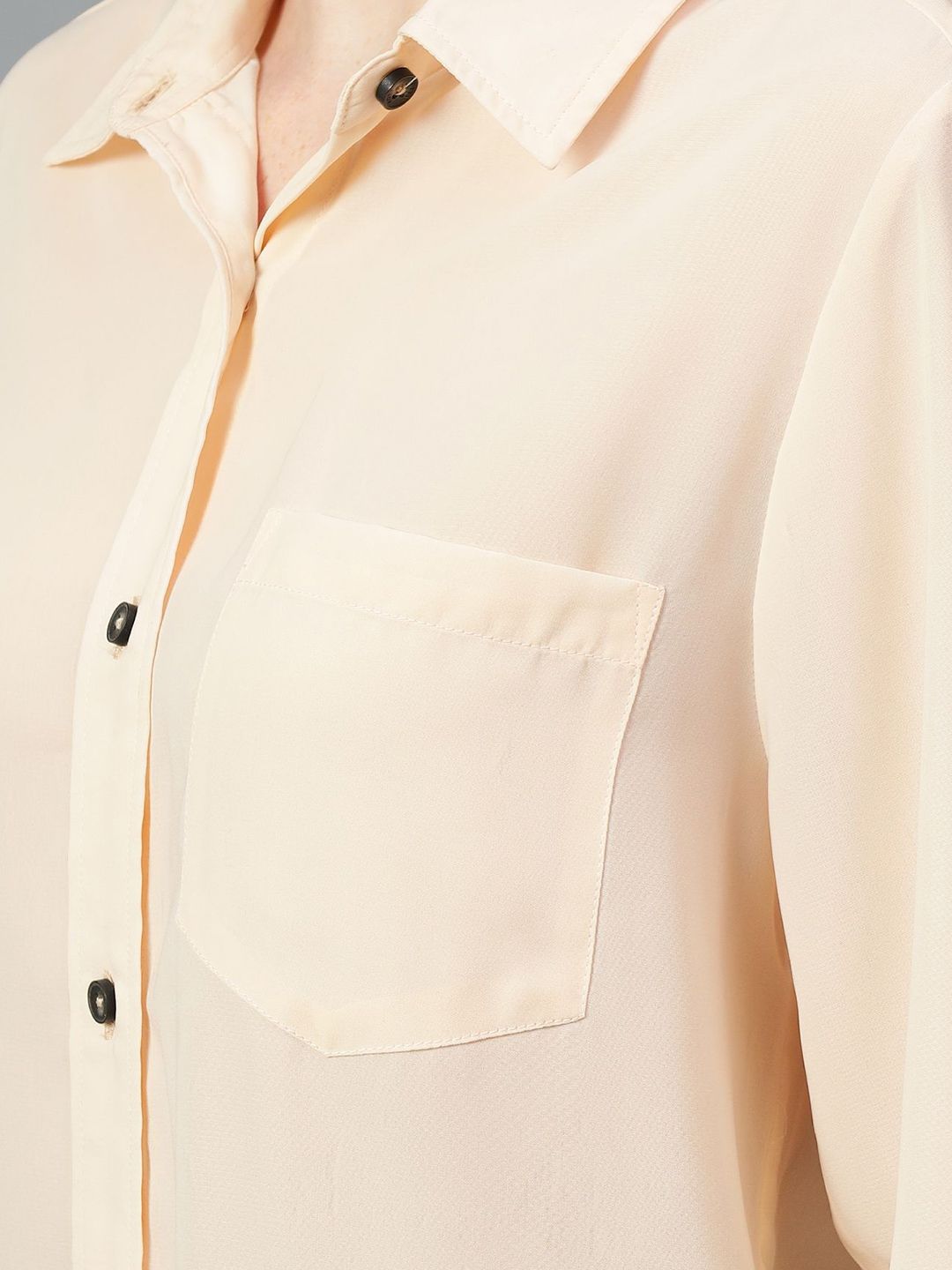 Kotty Women Comfort Spread Collar Solid Oversized Casual Shirt