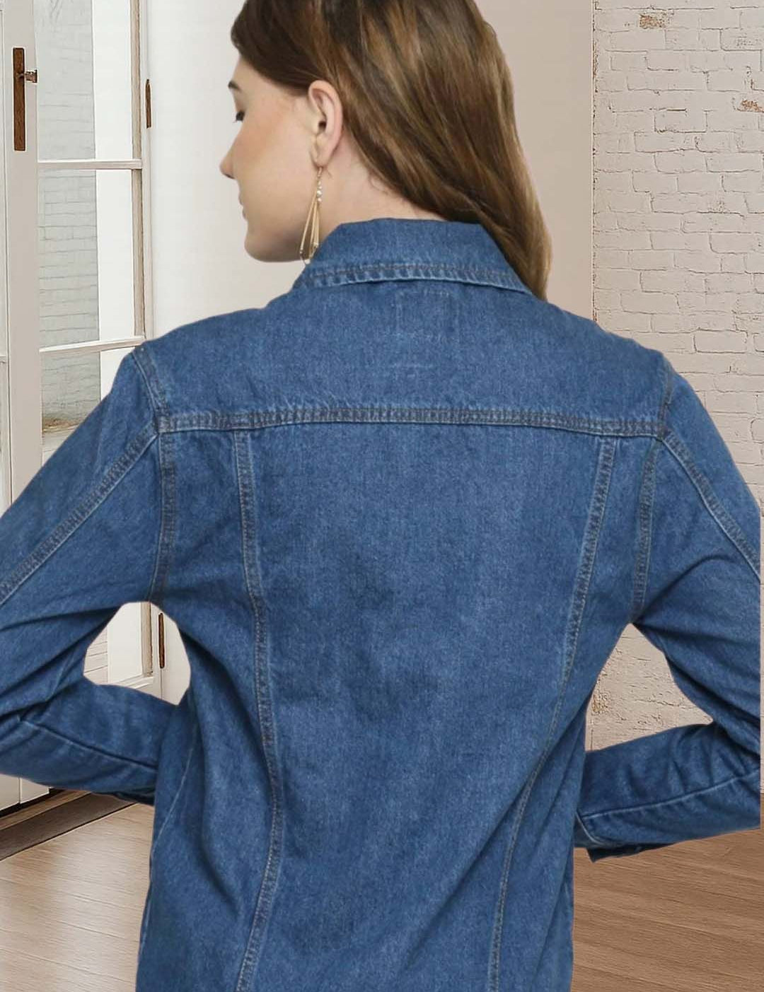 Kotty Women Spread Collar Denim Jacket