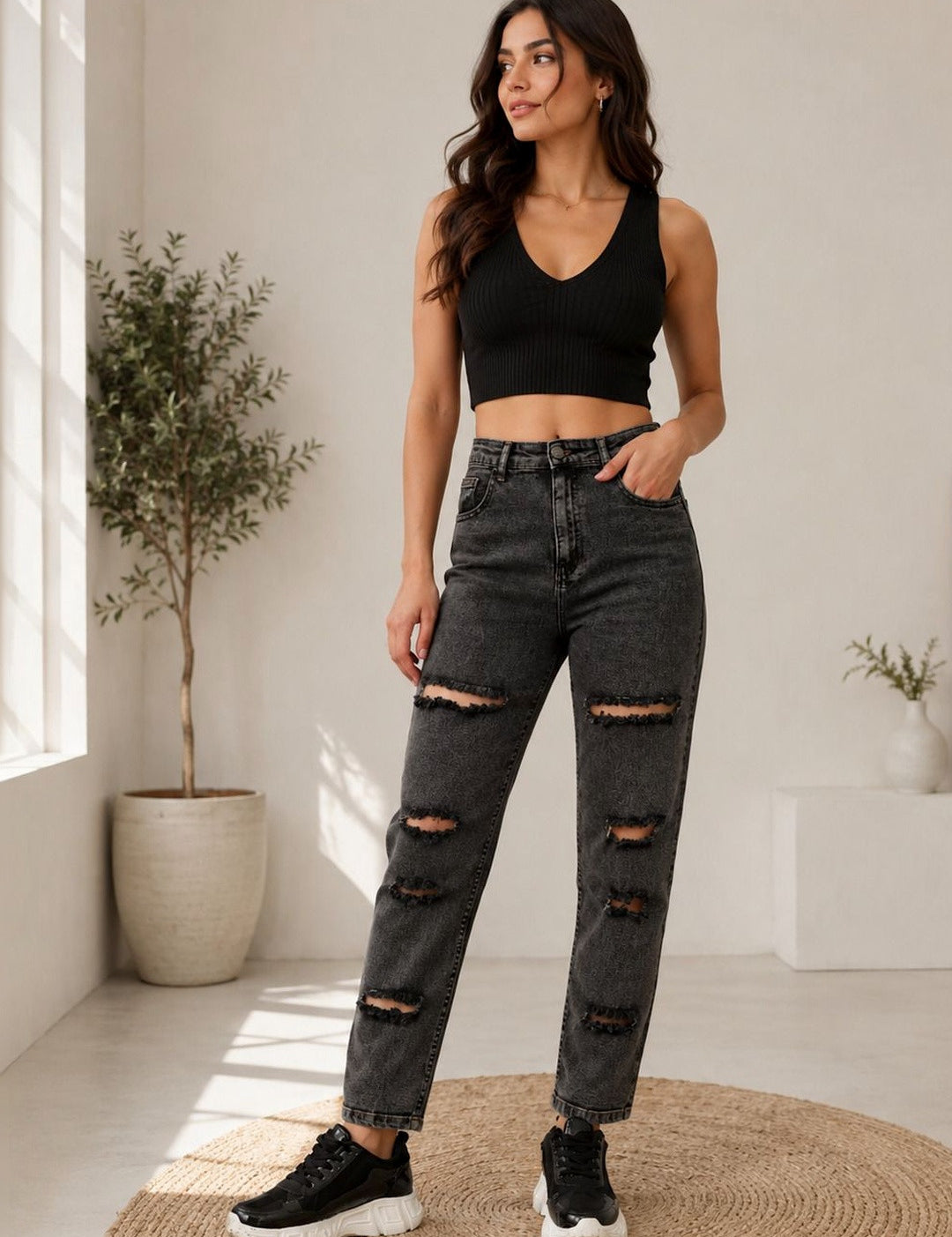 Kotty Women Black Slim Fit High-Rise Stretchable Jeans