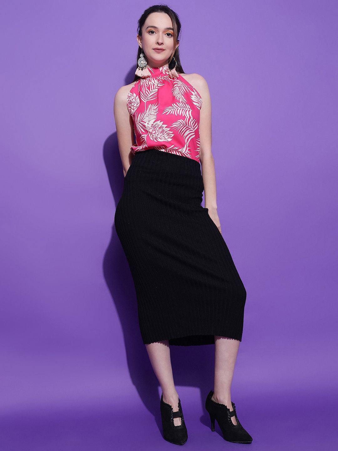 Kotty Women Tropical Printed Halter Neck  Top