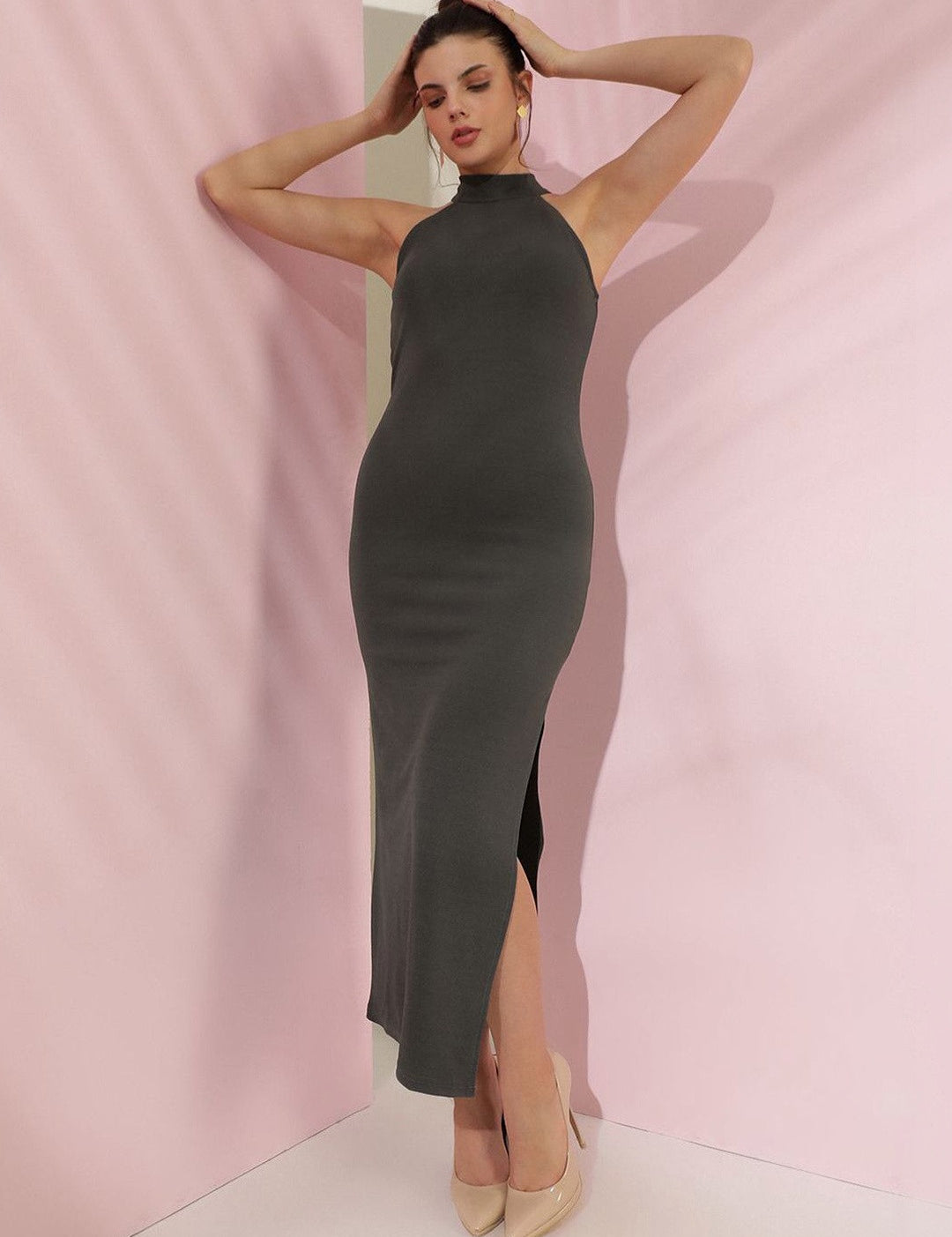  Kotty Women Chic Grey Bodycon Dress