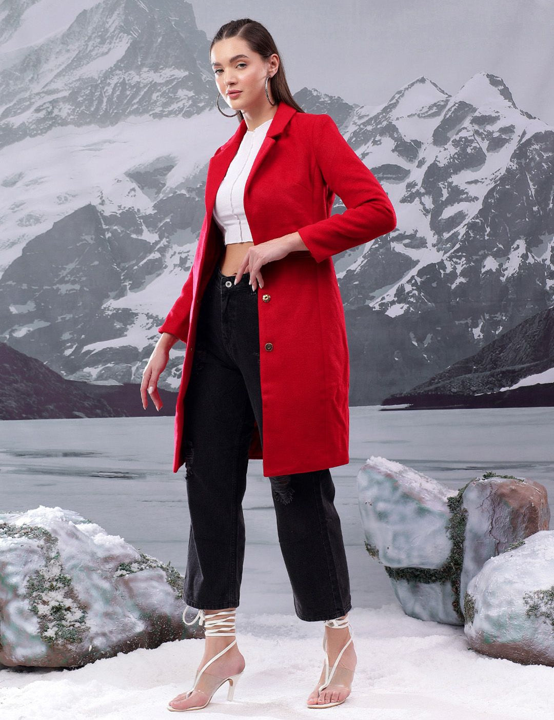 Kotty Women Notched Lapel Single-Breasted Overcoat