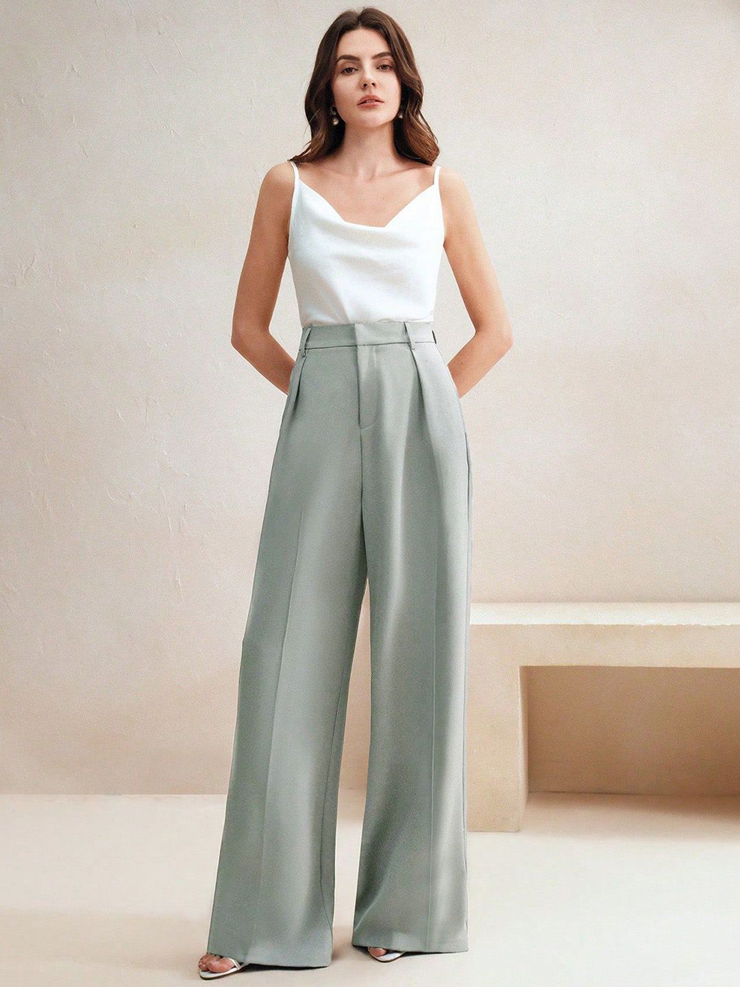 Kotty Women High-Rise Easy Wash Single Pleated Trousers