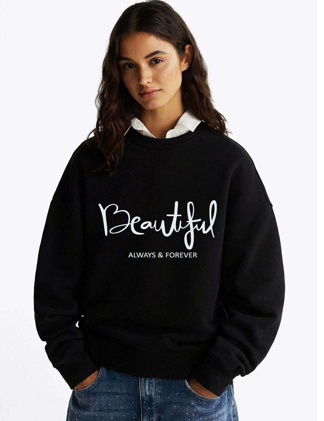 Kotty Women Printed Round Neck Sweatshirt