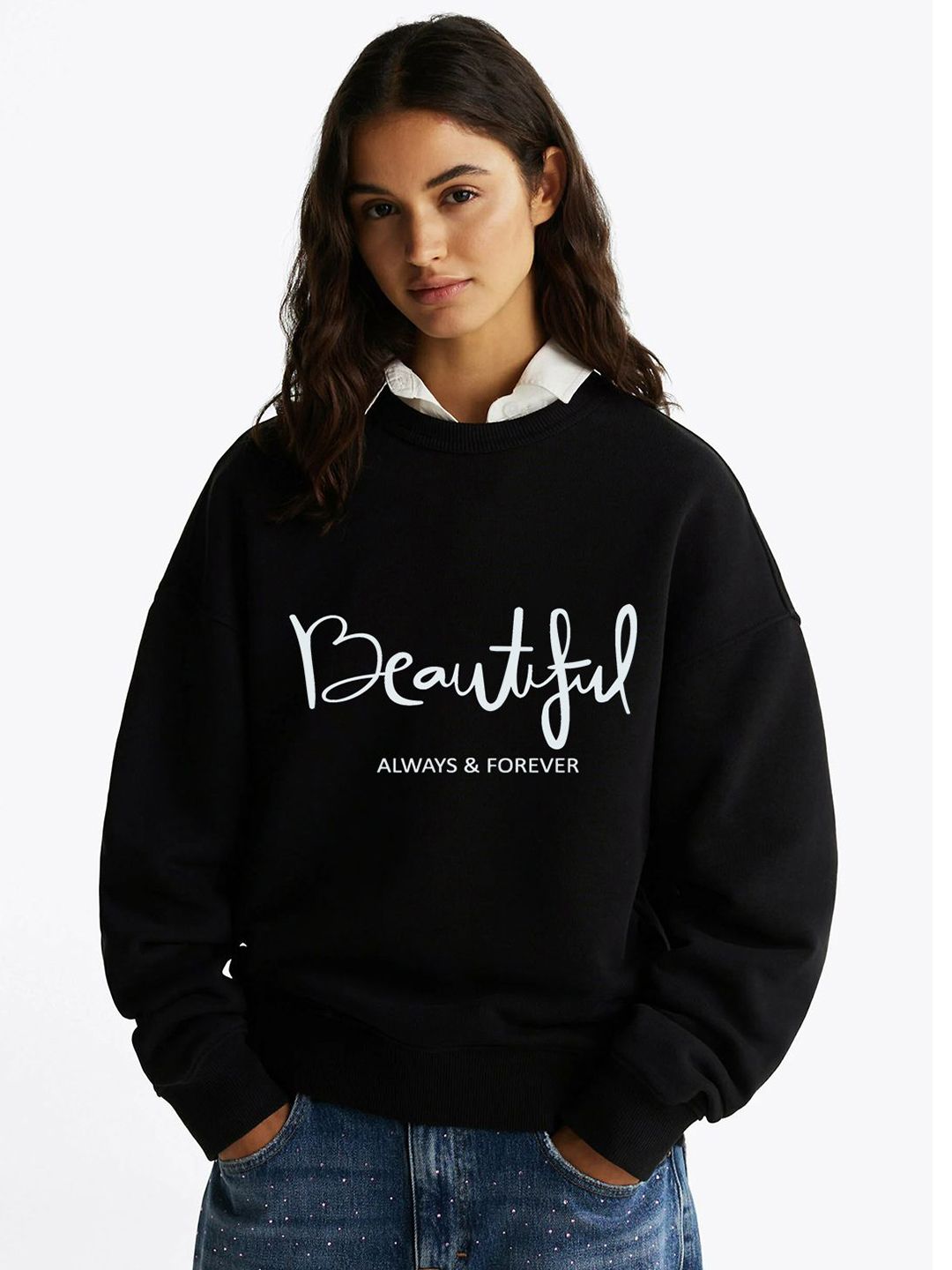 Kotty Women Printed Round Neck Sweatshirt