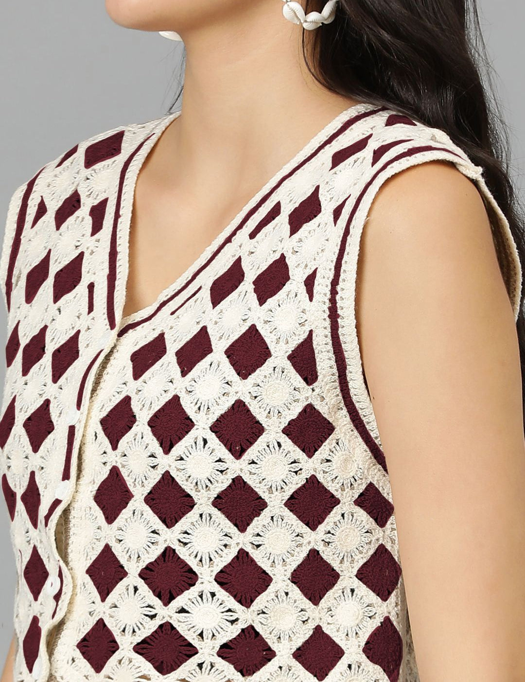 Kotty Women Self Design V-Neck Cotton Top