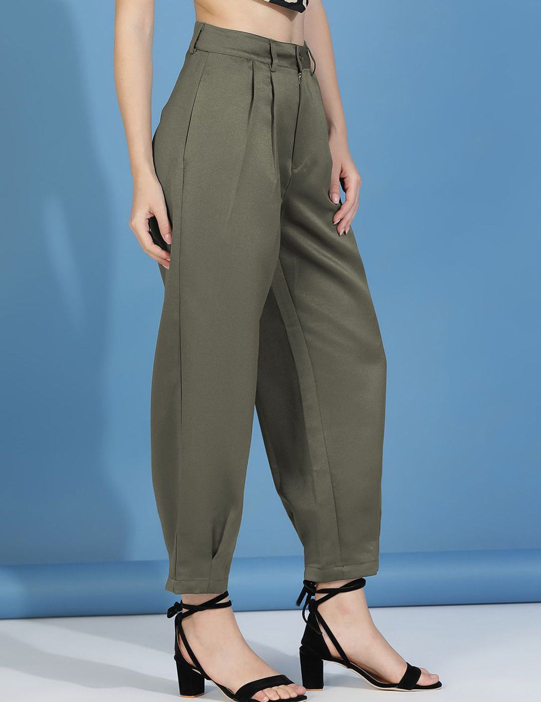 Kotty Women Relaxed Slim Fit High-Rise Easy Wash Trousers