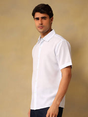 Kotty Men Comfort Fit Solid Spread Collar Linen Casual Shirt