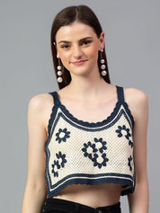 Kotty Women Self Design Scoop Neck Cotton Top